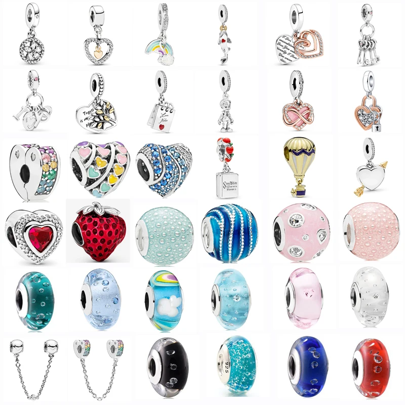 

New Original Beautiful Lovely Strawberry Love Pendant Safety Chain Is Suitable for The Original Pandora Lady Jewelry Gift