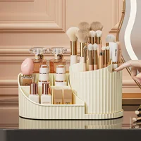 360° Rotatable Cosmetic Organizer Lipstick, Makeup Brush Organizer, Desktop Cosmetic Display Cabinet Suitable for Living Room, 2