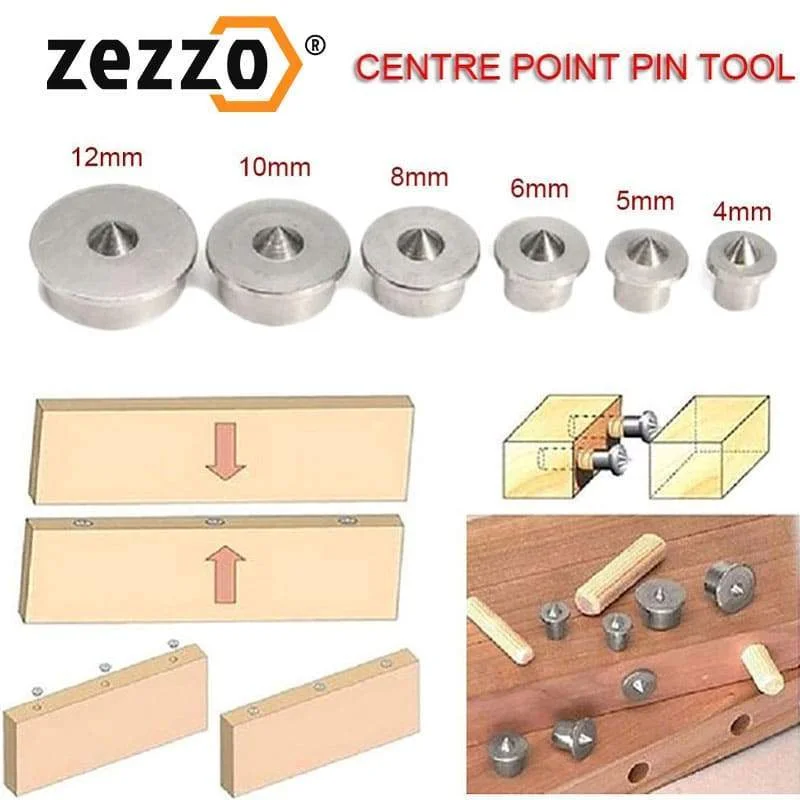 6PCS Wood Pin Locator Set 4mm 12mm Multi Dowel Center Point Set Tool Joint Alignment Pin Wood