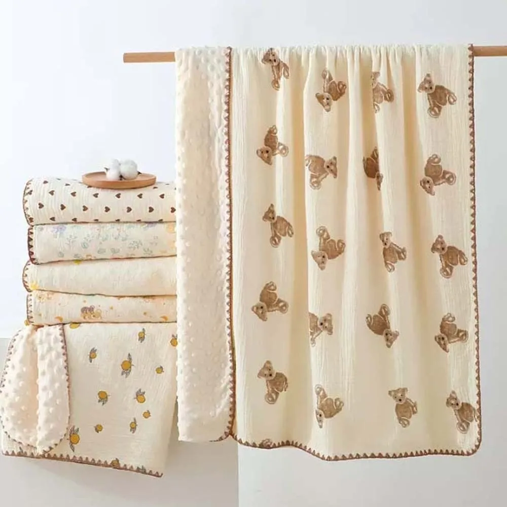 Breathable Baby Bean Blanket Bear Printed Koala Cover Blanket for Infant Soft Skin-friendly Nap Sleeping Rug Dormitory