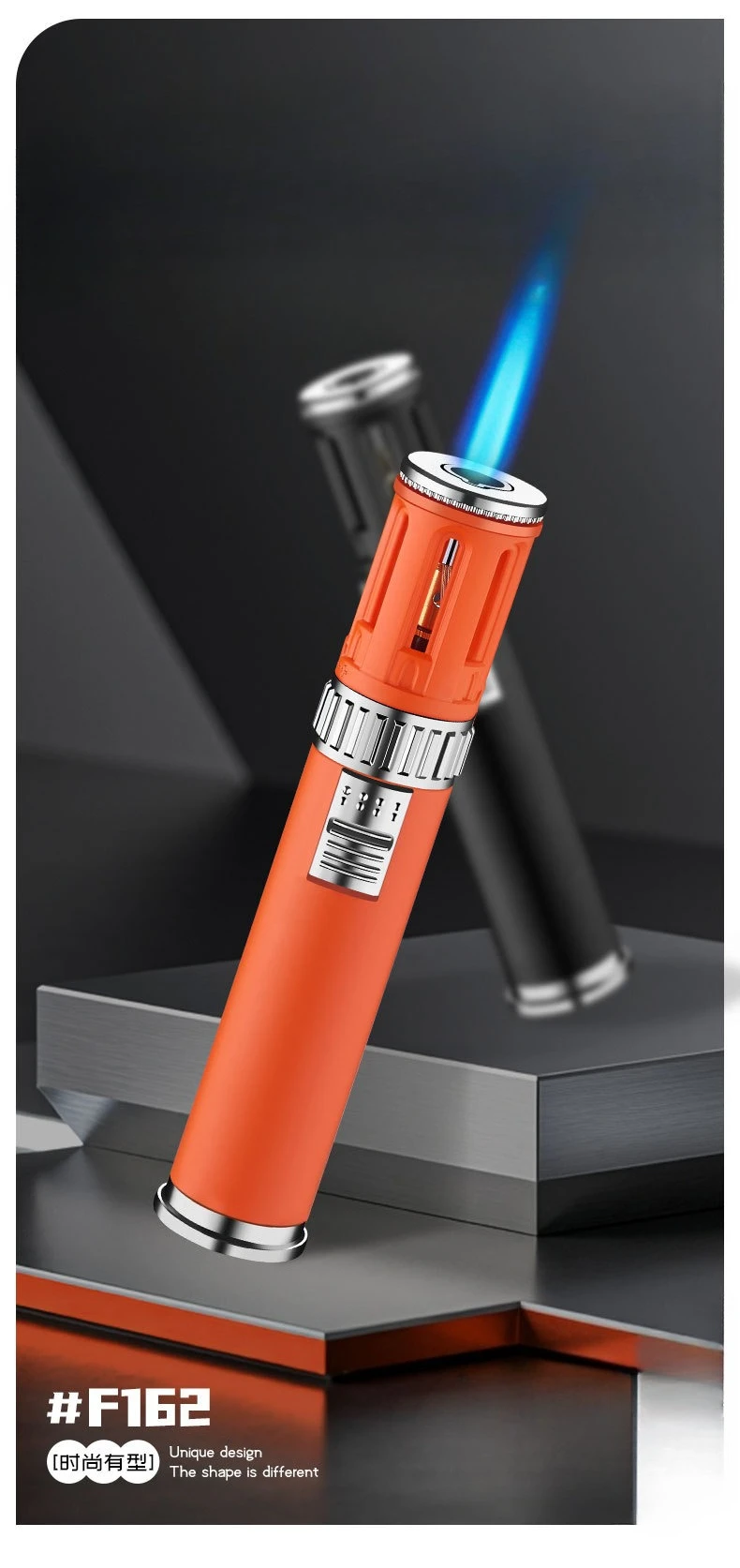Description Picture 2 of itemNew Cylindrical Butane Gas Lighter, Outdoor Camping and Barbecue Portable Ignitor, Cigar Lighter, Metal, Windproof