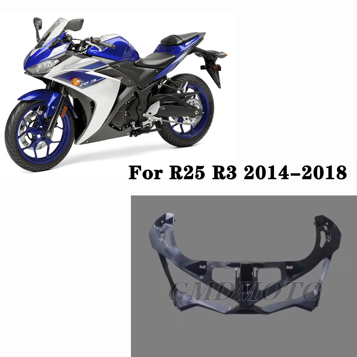 Black Fit For Yamaha YZF R3 R25 2014 2015 Motorcycle Accessories Upper Cowl Headlight Head Fairing Cover Shell