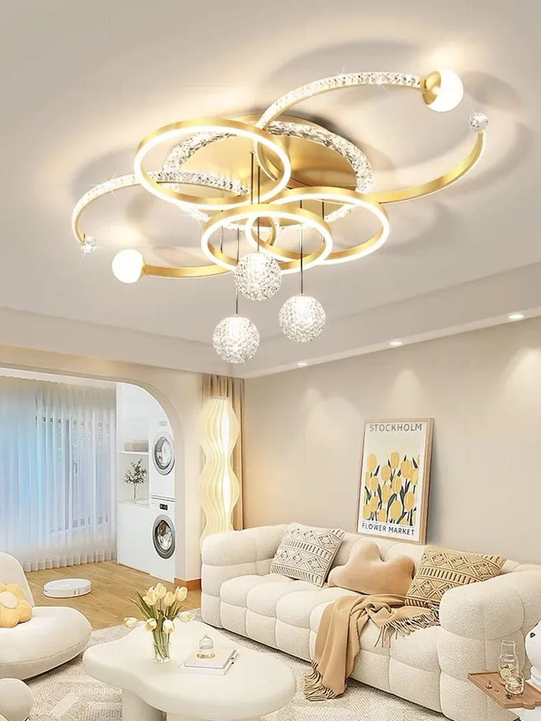 Description Picture 2 of itemNordic Circle Square Ceiling Lamp Modern Intelligent Led Chandelier For Living Room Bedroom Kitchen Pendant Light Lustre Fixture