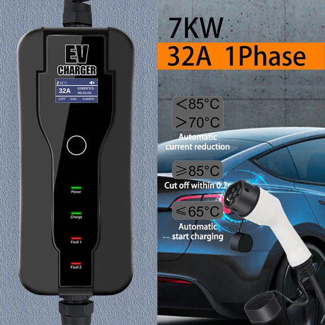 Type 2 EV Charger Level 2 16 Amp Portable Electric Vehicle Charger, Schuko  Plug 220V-240V Car Charging Cable, IEC 62196-2 - AliExpress