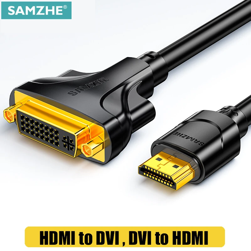 SAMZHE HDMI-совместимый с кабелем DVI Male 24 + 1 DVI-D Мужской адаптер 1080P для HD TV DVD проектора PlayStation 4 PS4/3 TV BOX
