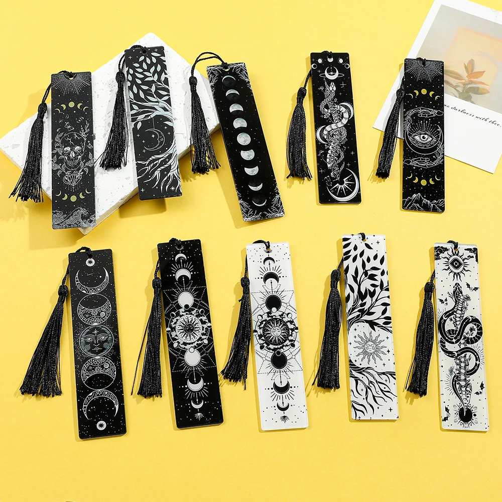 1pcs/2pcs Tree of Life Moon Tarot Element Patter Acrylic Bookmarks