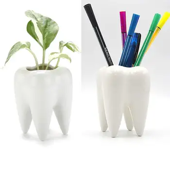 Pot de fleurs en céramique en forme de dent, 1 pièce, ameublement de maison, Pot de Cactus mignon, plante succulente, bassin de pépinière, Table Va L5L0 1