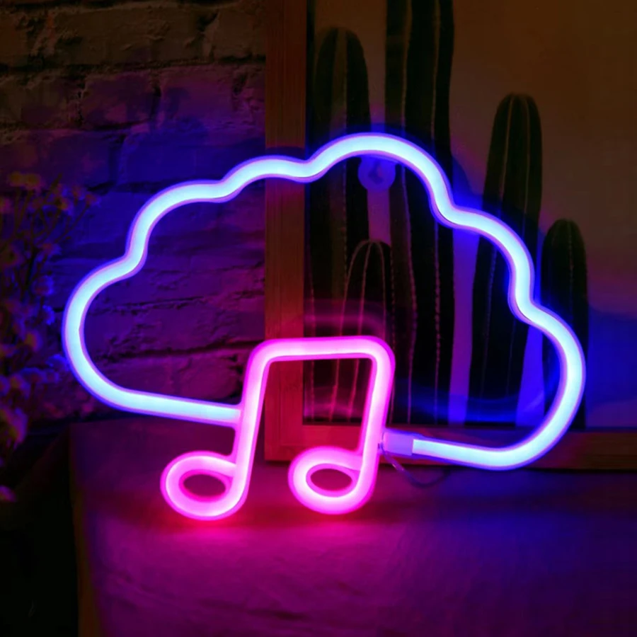 New LED Neon Lights Sign Apple Gesture Note Modeling Night Lamp Decor Shop Kids Room Wall Bar Office USB & Battery Case Powered