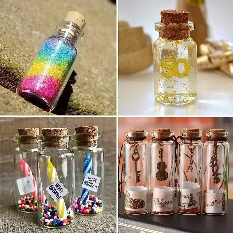 10Pcs 5-20ml Mini Clear Glass Bottles with Cork Stopper Spice Message Vials Wish Bottles DIY Drifting Empty Tiny Jars Decoration 5