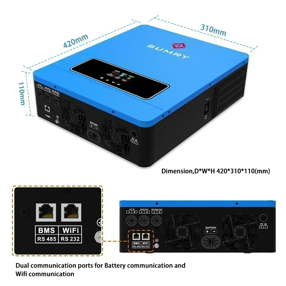 3.6kw/4.2/6.2KW ON/off Gird Solar Inverter 24V 48V 220V 120V Pure Sine Wave MPPT Solar Charger Hybrid Solar Inverter solar inverter sine wave inverter power inverter