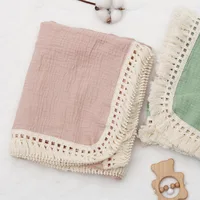 Newborn Blanket Infant Tassel Gauze Blanket Children's Gauze Wrap Bath Towel Blanket Baby Quilt 2