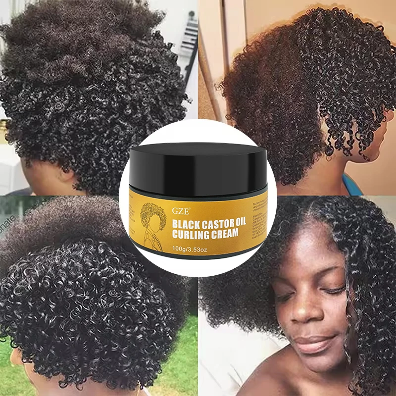 GZE Black Castor Oil Curl Defining Cream Non-stick Hydrates & eliminates frizz, Hair-Smoothing Anti-Frizz Cream to Define 3