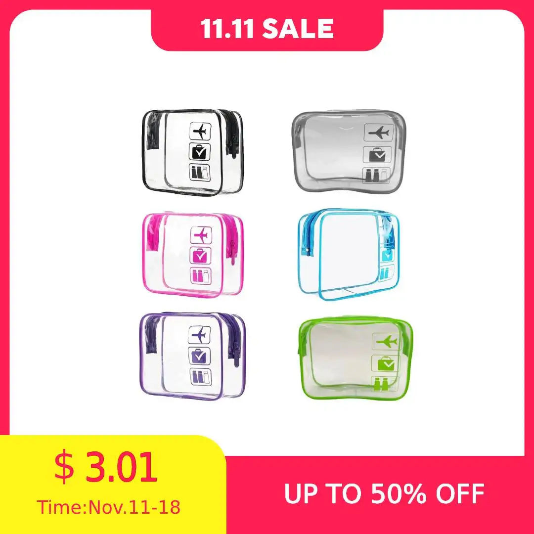 Clear Makeup Bag cosmetic bag with Zippers Transparent Makeup Organizer for Vacation Business Trip Airport Bathroom