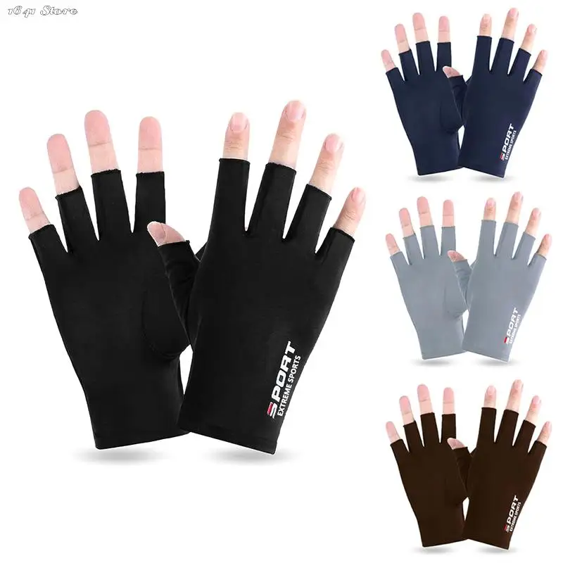 1 Pair Anti-UV Men Women Fishing Gloves Sunscreen Antiskid Spring Summer Ice Cool Breathable Cycling Sport Gloves Fishing cycling gloves fishing gloves