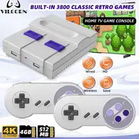 16-битная беспроводная игровая консоль Dendy Mini Retro TV 4400+ игр для консоли Super NES SFC FC 4k для SNES