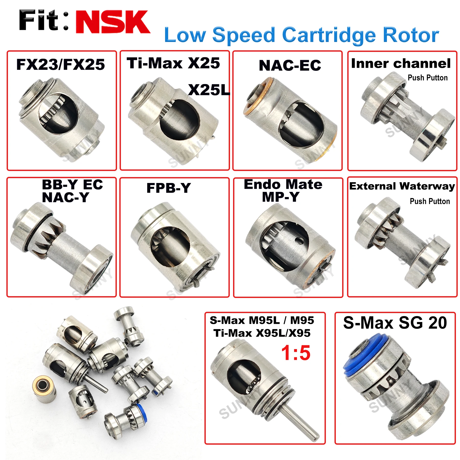 1-5Pcs Dental Slow Low Speed Handpiece E-type Latch Contra-angle NSK Style OR - Foto 5