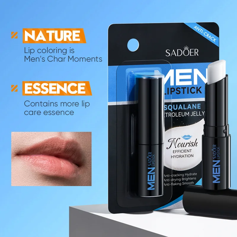 SADOER Men's Lip Balm Moisturizing Anti Cracking Anti Wrinkles Nourishing Hydrating Lipstick Men Lips Skin Care Products