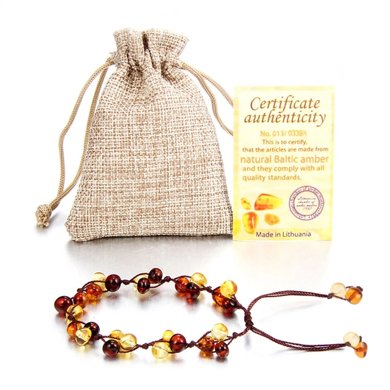 

Handmade Certified Baltic Amber Teething Beads Bracelets Baby Adult Amber Bracelet Anklet Multi Color Strand Bijoux