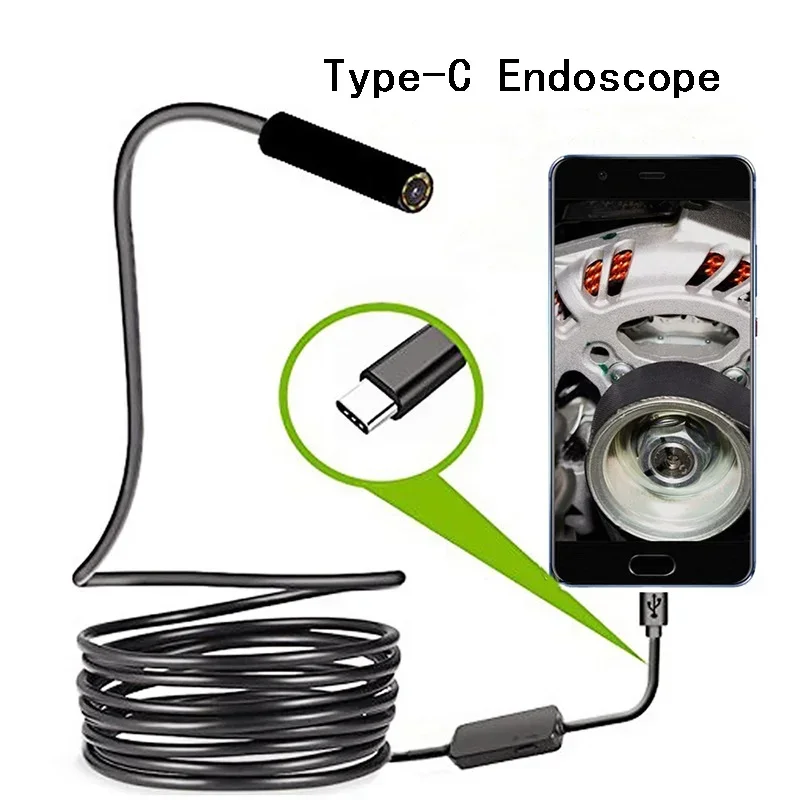 Type c Endoscope 5.5mm Endoscopic Camera 2M Boroscope for Android Phone 480P Home Electricians Inspection Pipe Sewer Equipment 5 5 7mm 480p usb piping controlled automotive sewer endoscope for cell phone android smartphone visible inspection cameras drain