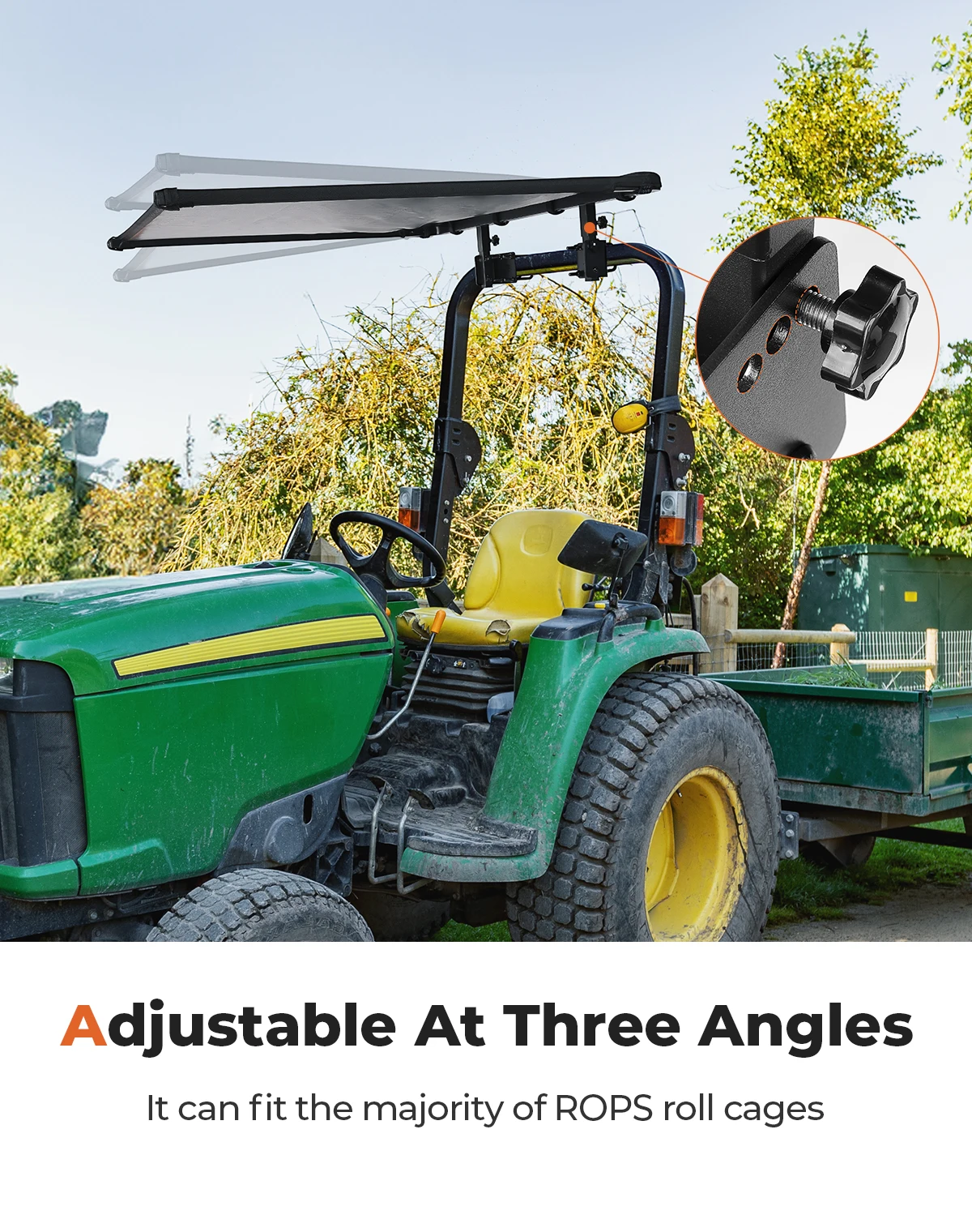 Universal Sun Shade Canopy For Zero-Turn Lawn Mowers - Fits John Deere, Kubota, Cub Cadet, 1200D Oxford