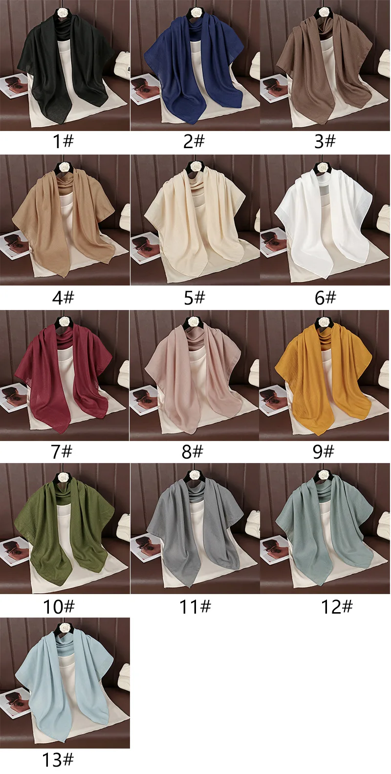 Schlichtes Grund design 90 cm quadratische plissierte Viskose Schals Schal Dame hochwertige Wickel Pashmina gestohlen Bufandas muslimischen Hijab Sjaal – Detail 1