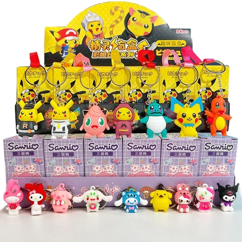 New Funism 24Pcs Anime Blind Box Portachiavi Ciondolo Figure Pokemon Pikachu Portachiavi Mystery Box Toy For Children Regali Di Compleanno