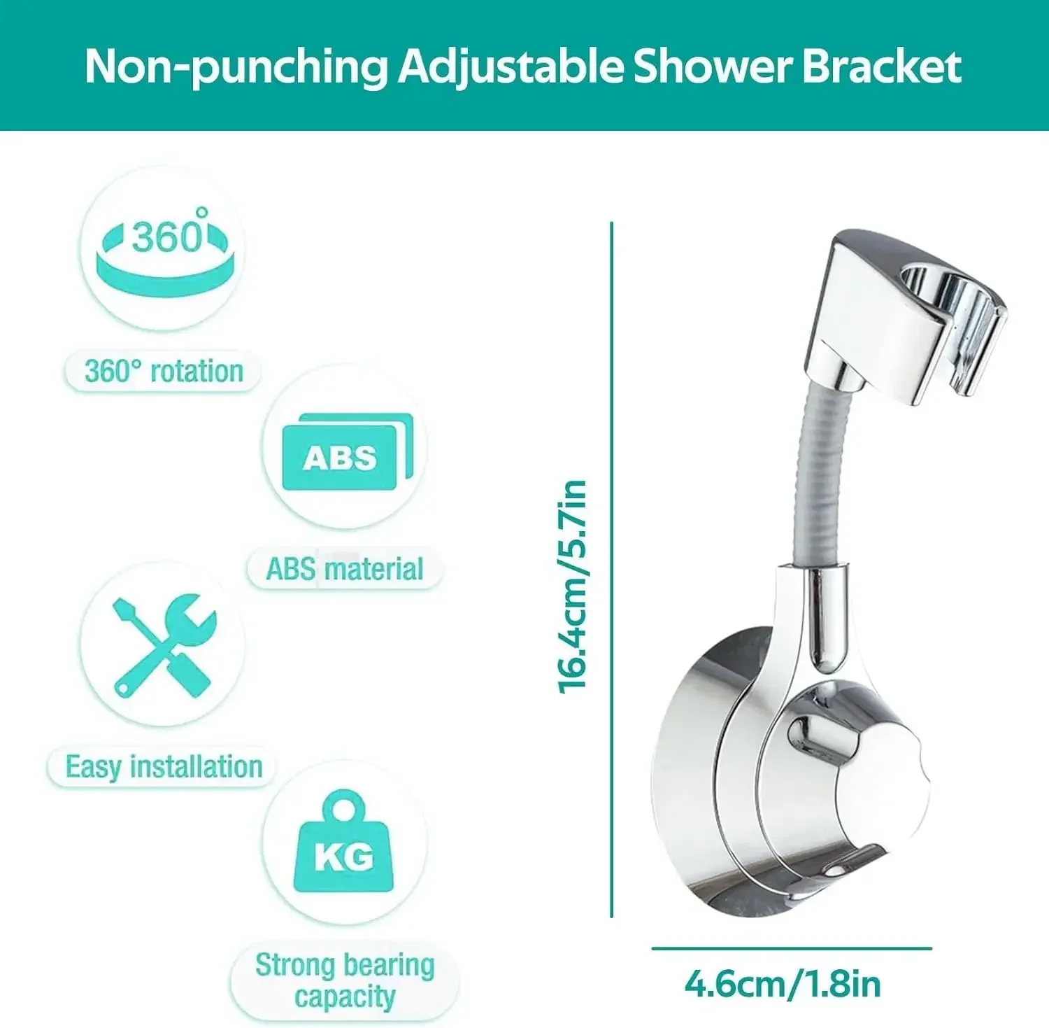 Suction Cup Shower Holder Adjustable Shower Head Holder Nozzle Handheld Punch-Free Multi Angle Rotation Bracket