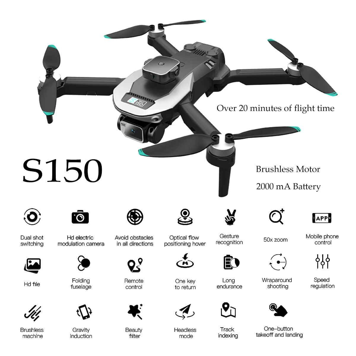 S150 High Definition Dual Camera Remote Control Drone Brushless Motor