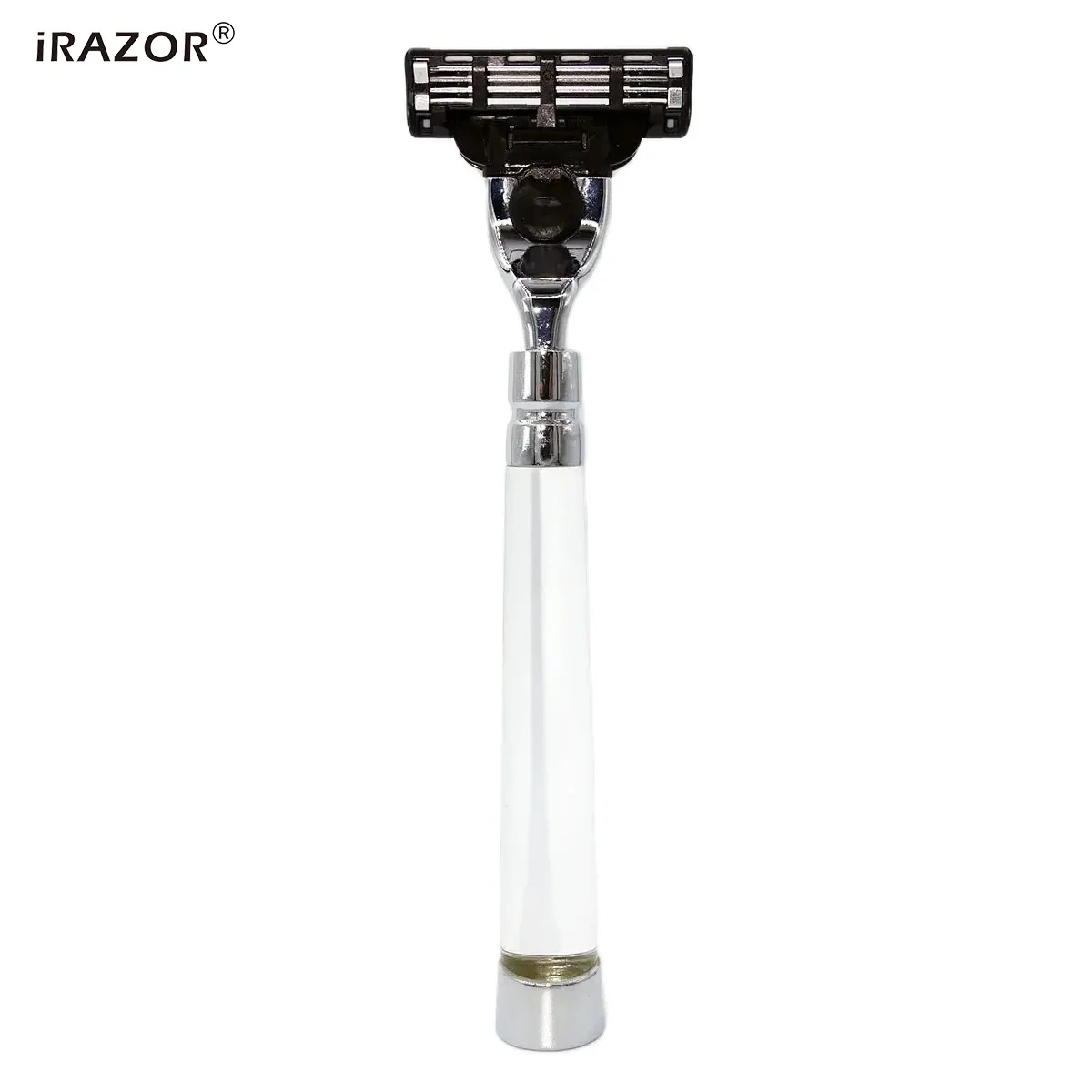 Premium Men's Safety Razor with Clear Acrylic Handle - Manual Cartridge Grooming Shaver