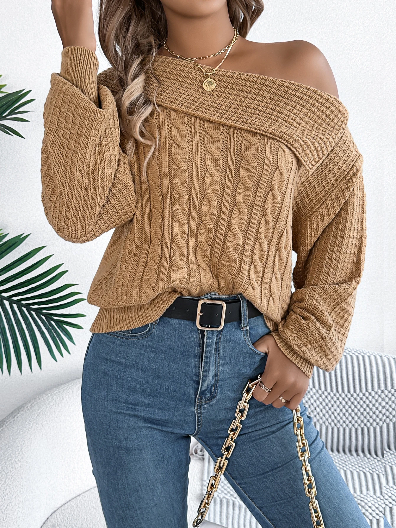 Women Autumn Winter Orange Knitted Sweater