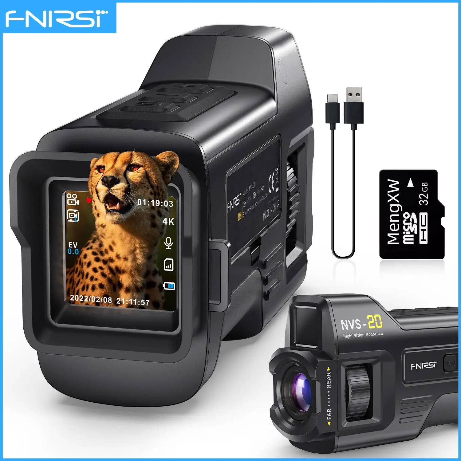 FNIRSI NVS-40 NVS-20 Night Vision Device 4K UHD Infrared Night Vision Scope Sight Portable Digital  Camera for Hunting Camping