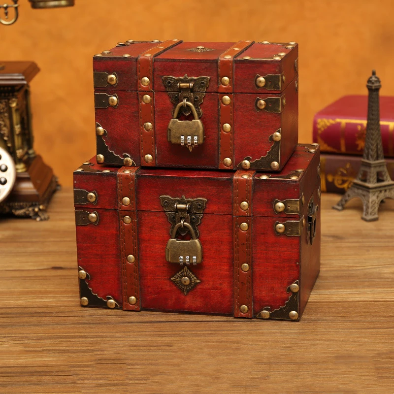 Retro Treasure Box With Lock Vintage Wooden Storage Box Antique Vintage  Jewelry Storage Box - Storage Boxes & Bins - AliExpress