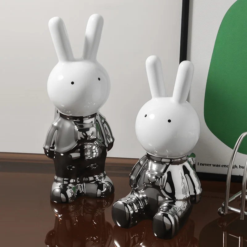 

Lovely rabbit decoration porch wine cabinet TV cabinet living room soft decoration household ceramic small decoration
