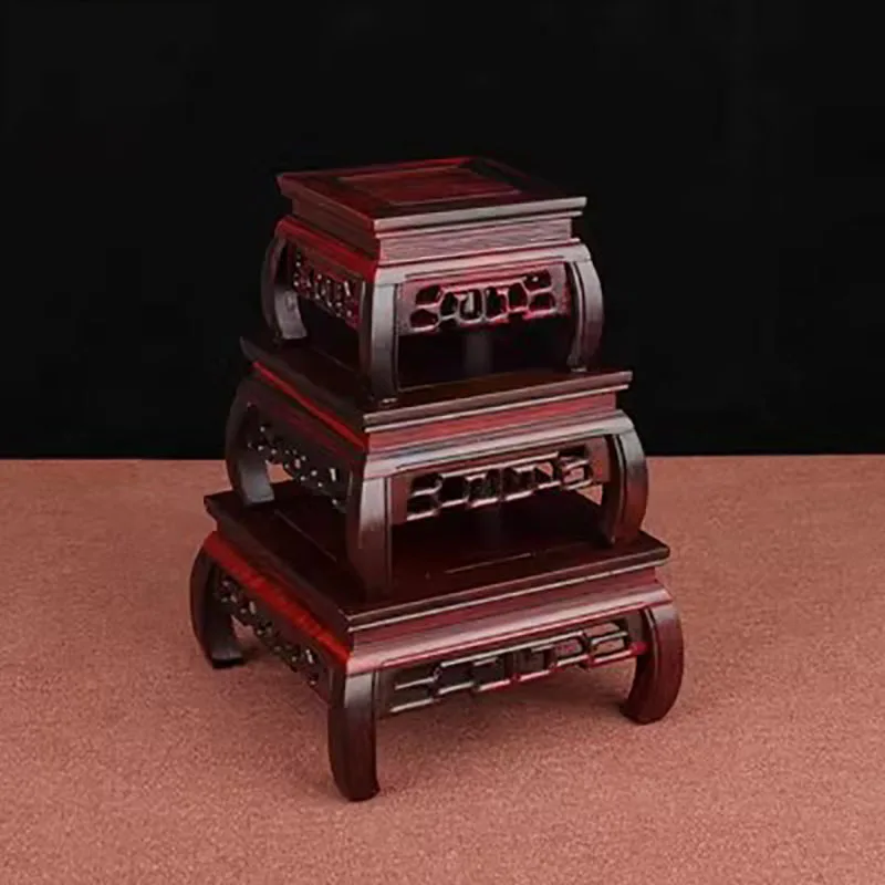 Wood Carving Crafts Decoration, Purple Sand Pot, Buddha Statue, Strange Stone Bonsai, Long Square Row, Bent Foot Platform Base