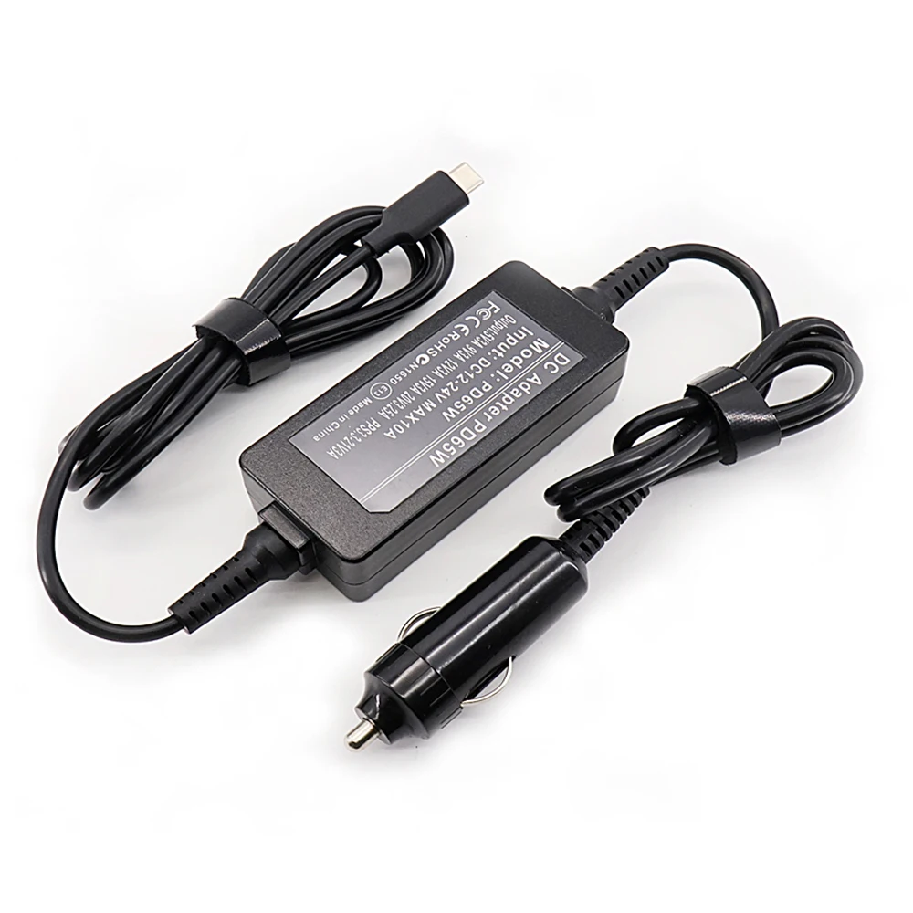 12V-24V 65W USB C 타입 C 범용 노트북 차량용 충전기 (맥북 프로/에어, 레노버, HP, ASUS 호환) 5V 9V 12V 15V 20V 3.25A DC 전원 어댑터