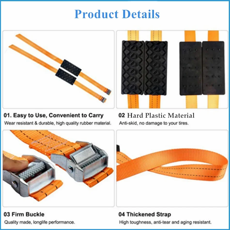 1/2/4PCS Durable PU Anti-Skid Car Tire Traction Blocks For Snow Mud Ice