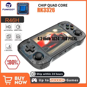 Console di gioco portatile retrò Sistema Linux R46H da 4,2 pollici Schermo IPS 64G/128G Portatile a due giocatori WIFI Pocket R46S