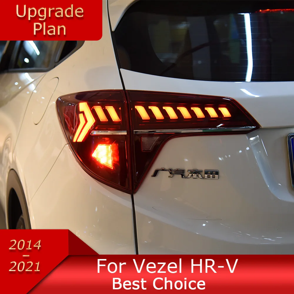 

Автомобильные фары для Honda Vezel HR-V 2014-2021 HRV, Светодиодные Автомобильные задние фары в сборе, обновленный дизайн Q7, аксессуары для динамических сигнальных фар
