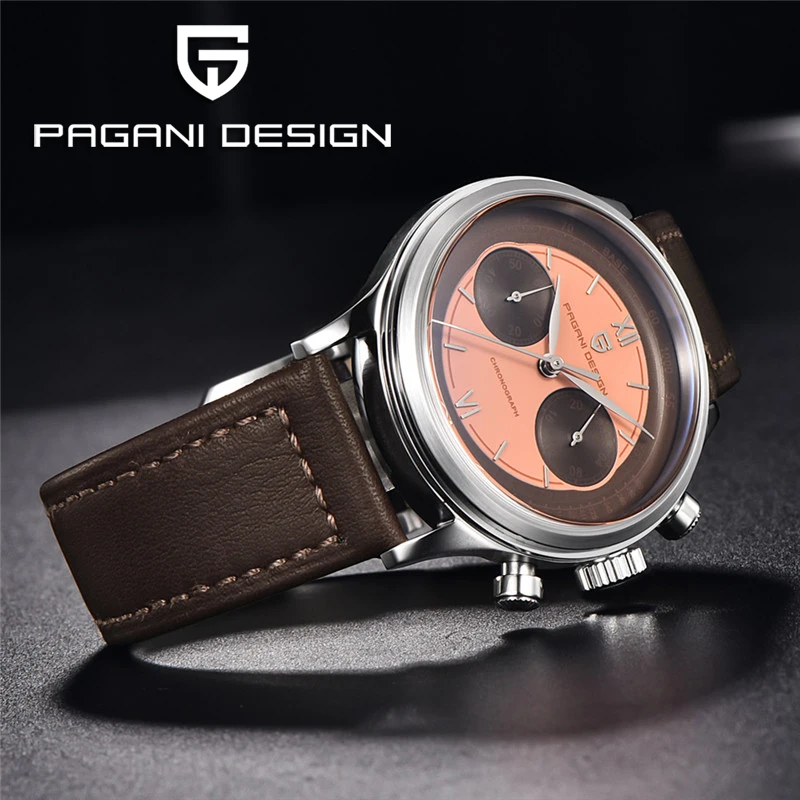 TYBERLEY Orologi di lusso cronografo da uomo Zaffiro sintetico VK64 Movimento al quarzo 200M impermeabile Cinturino in pelle Vintage orologio da polso analogico
