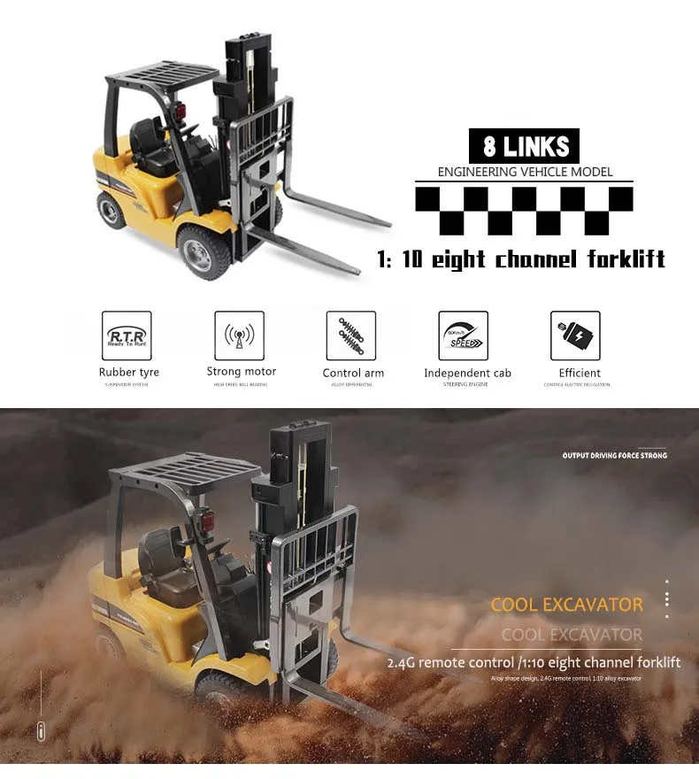 楽天市場】HUINA TOYS 1577 1/10 2.4G 8chリモートコントロール ダイキャスト製フォークリフトモデル : AYARD