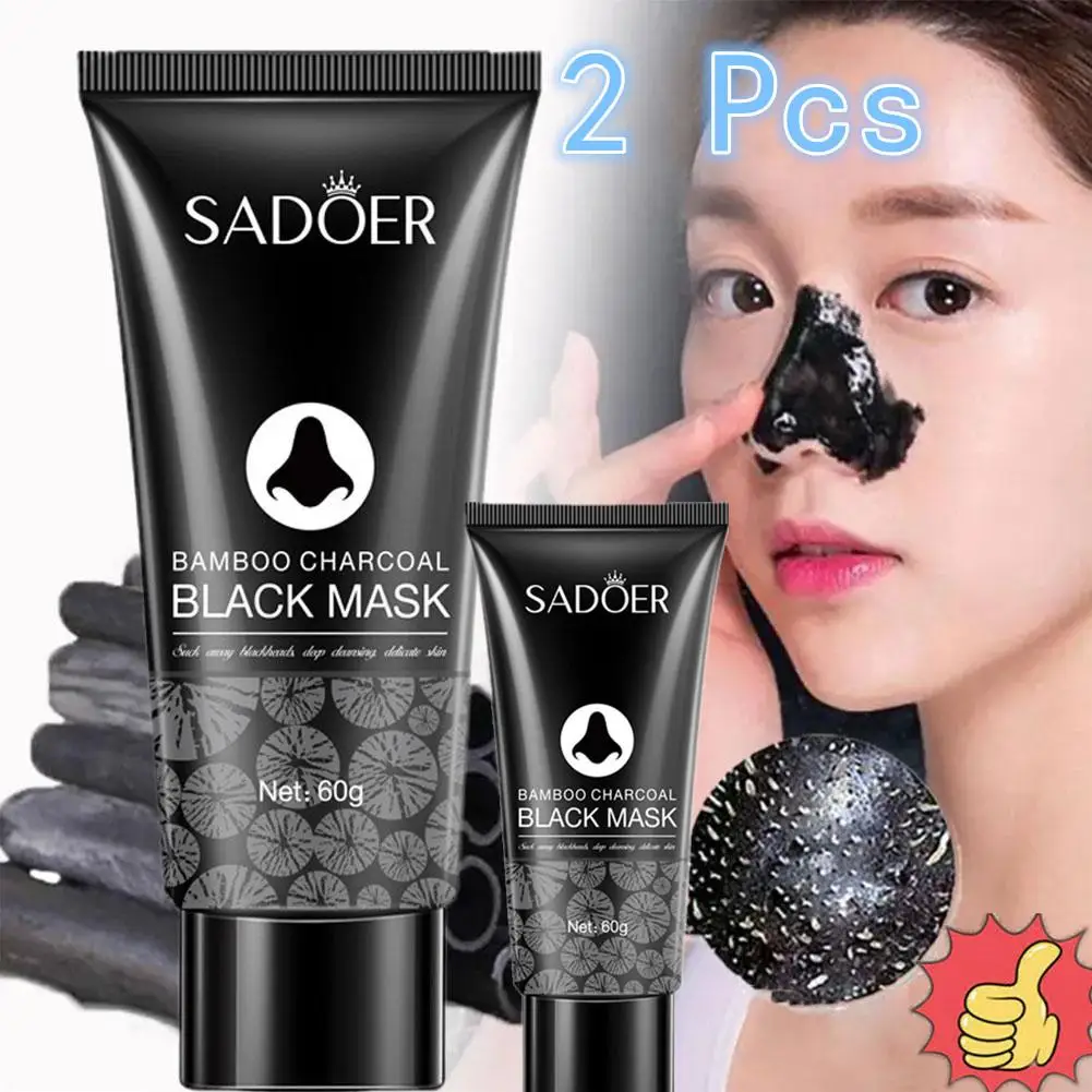 2x 60g Bamboo Carbon Black Mud Facial Mask Active Carbon Deep Cleansing Purifying Remove Blackhead Strawberry Nose Remover all brass purifying tap lead free kitchen drinking water tap for filter purify system such as reverse osmosis matte black