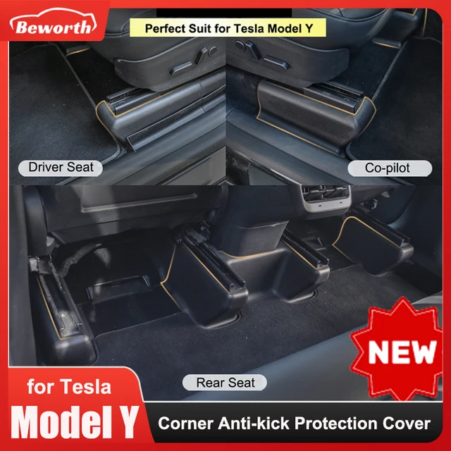 2022 for Tesla Model Y Under Seat Corner Guard Slide Anti-kick Protection Cover Protective Modification Interior Car Accessories 1