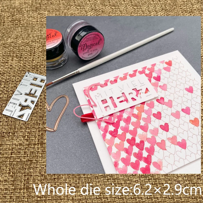 

Новый дизайн, металлический трафарет для рукоделия, пресс-формы, немецкий с большим количеством сердца, высечки для альбома, бумаги, тиснения для рукоделия