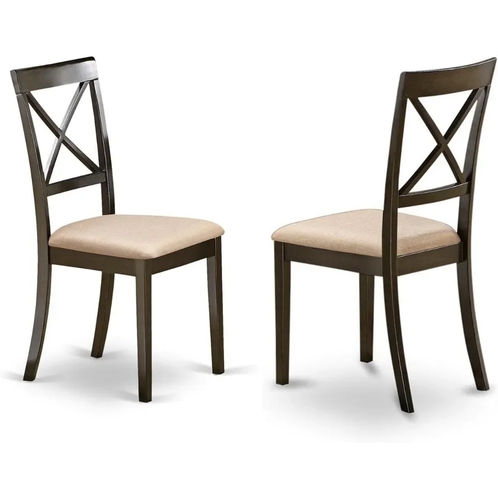

East West Furniture Kitchen Dining Linen Fabric Upholstered Wooden Chairs, Set of 2, BOC-CAP-C