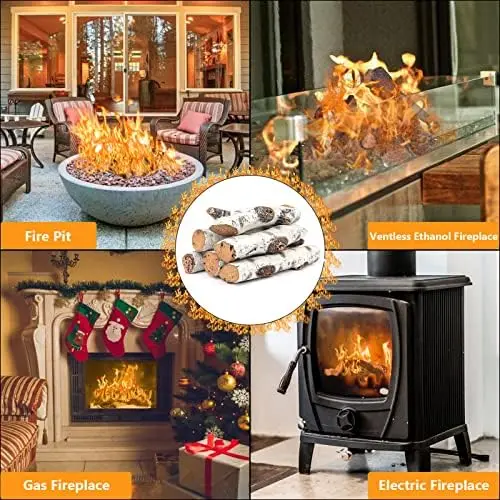 Gas Fireplace Logs Set Ceramic White Birch Log for Gas Fireplace Intdoor  Inserts, Vented, Gas Fireplaces, Outdoor Firebowl, Lin - AliExpress