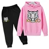 Tiger Head Kids Spring Autumn Leisure Fashion 2pcs Hoodie Sweatshirts+Pants Suits 3-13 Years Boys Girls Outfits Children Clothes 6