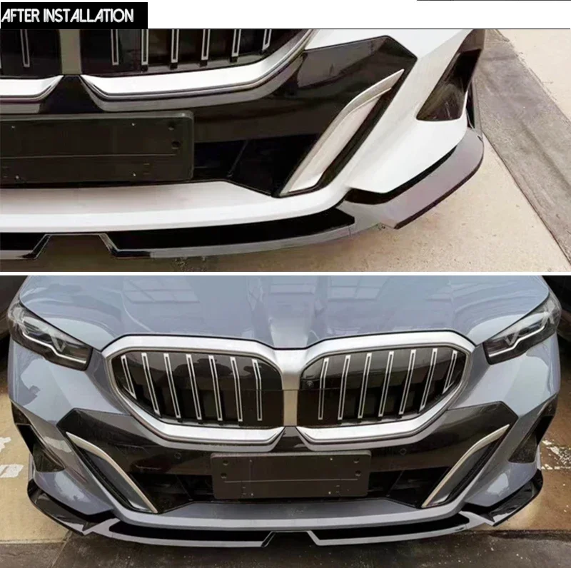 Carbon Fiber Printing Black Front Bumper Lip Spoiler for BMW 5 Series G60 G61 M Sport- 520i 530i 530e 540i 550e M560e