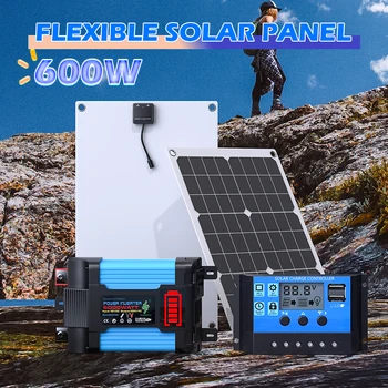 Kit completo sistema solare inverter 6000W 110V/220V Sistema energetico controller 100A con USB, adatto per esterni, camper Van.