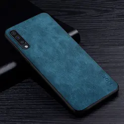 Luxury Vintage PU Leather Phone Case - Soft Silicone TPU Cover for Galaxy A40 (Dark Blue)
