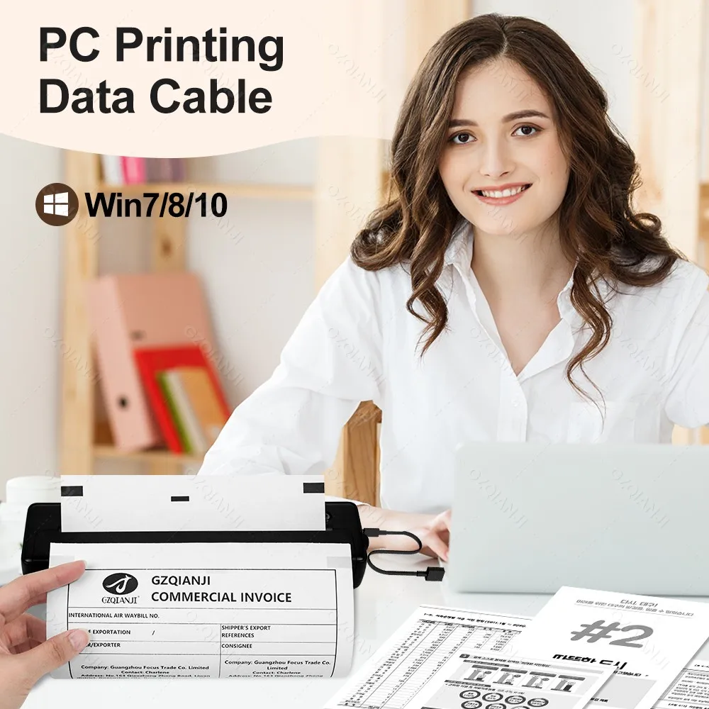 Inkless A4 Thermal Printer with 50pcs Thermal Folded Paper Mini Bluetooth Portable Tattoo Stencil Maker Tattoo Transfer Paper